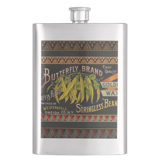 String Bean Label Vegetable Country Flask (Front)