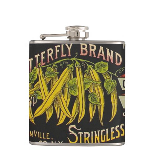 String Bean Label Vegetable Country Flask