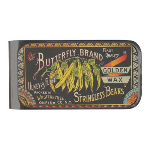 String Bean Label Vegetable Country Gunmetal Finish Money Clip