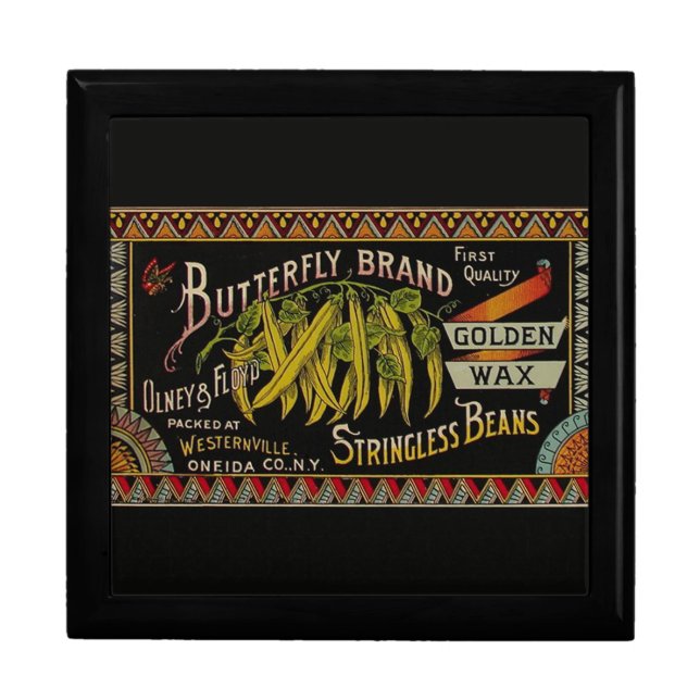 String Bean Label Vegetable Country Keepsake Box (Front)