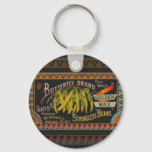 String Bean Label Vegetable Country Keychain