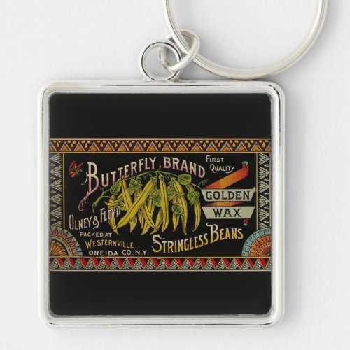 String Bean Label Vegetable Country Keychain