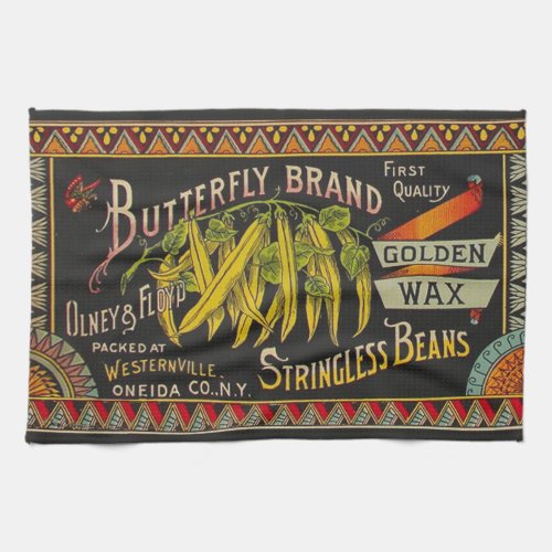 String Bean Label Vegetable Country Kitchen Towel