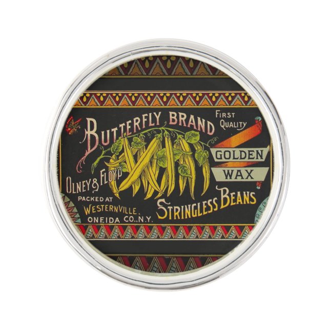 String Bean Label Vegetable Country Lapel Pin (Front)