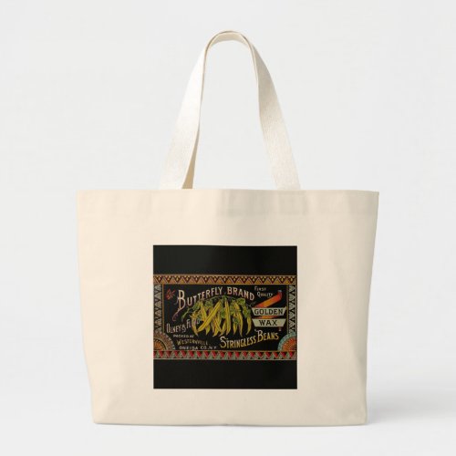 String Bean Label Vegetable Country Large Tote Bag
