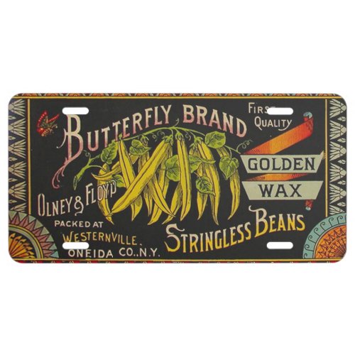 String Bean Label Vegetable Country License Plate