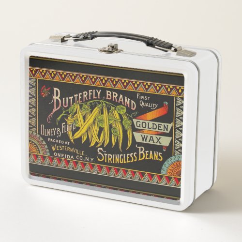 String Bean Label Vegetable Country Metal Lunch Box