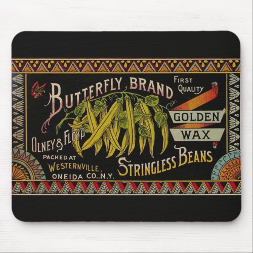 String Bean Label Vegetable Country Mouse Pad