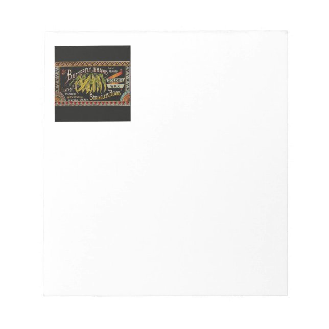 String Bean Label Vegetable Country Notepad (Front)