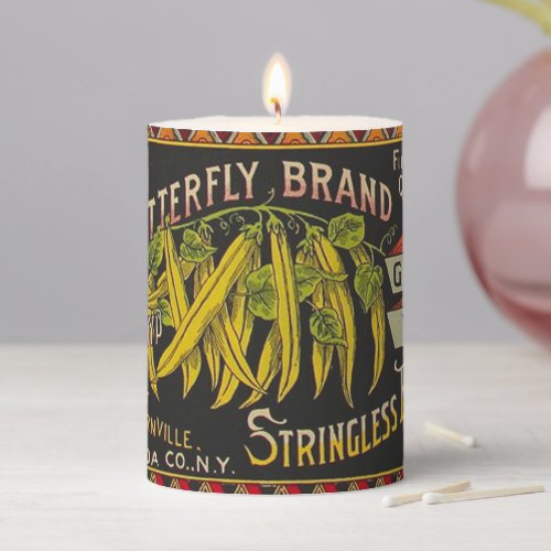 String Bean Label Vegetable Country Pillar Candle