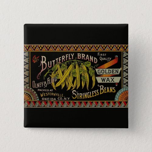 String Bean Label Vegetable Country Pinback Button