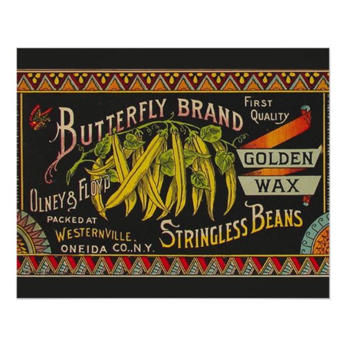 String Bean Label Vegetable Country Poster