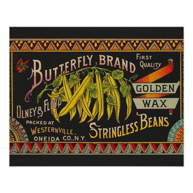 String Bean Label Vegetable Country Poster (Front)