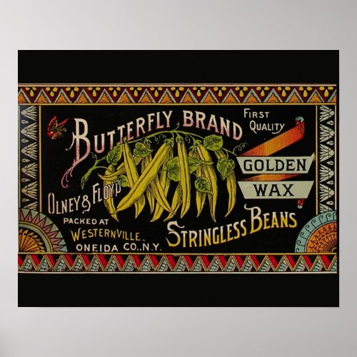 String Bean Label Vegetable Country Poster