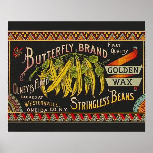 String Bean Label Vegetable Country Poster