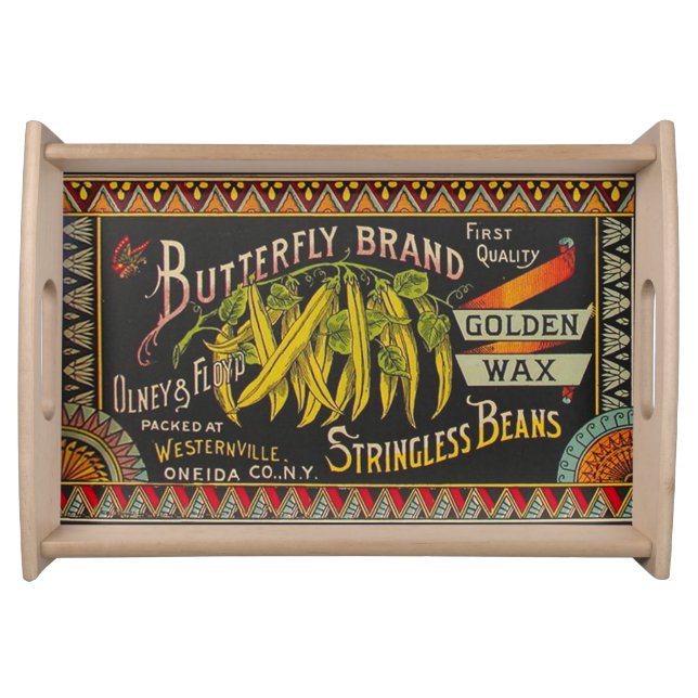 String Bean Label Vegetable Country Serving Tray (Front)