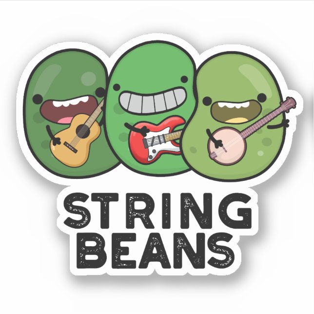 String Beans Funny Vegetable Pun  Sticker (Front)
