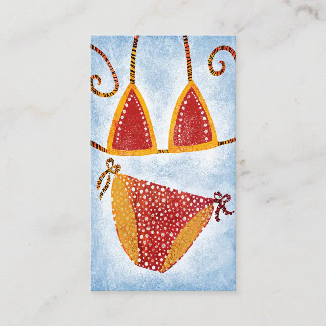 String Bikini Business Cards - Polka Dot Red Gold | Zazzle