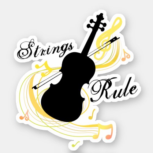 String instruments violin music notes personalized sticker