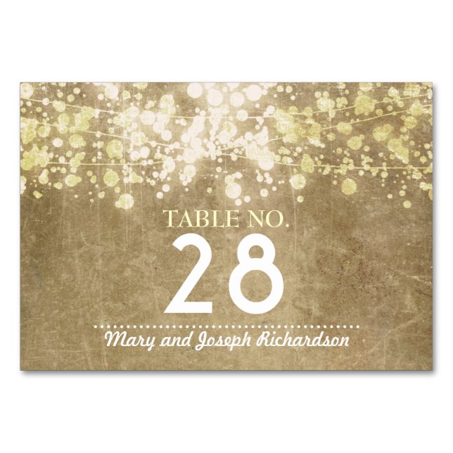 String lighs Wedding Table Number Card Place Card (Front)