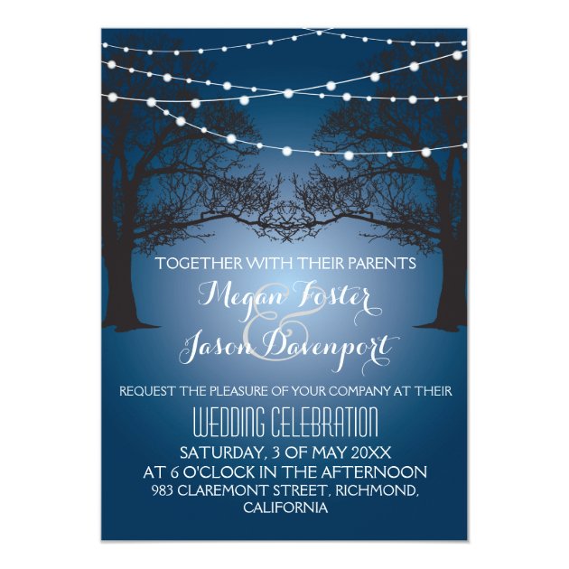 String Light And Tree Modern Wedding Invitation