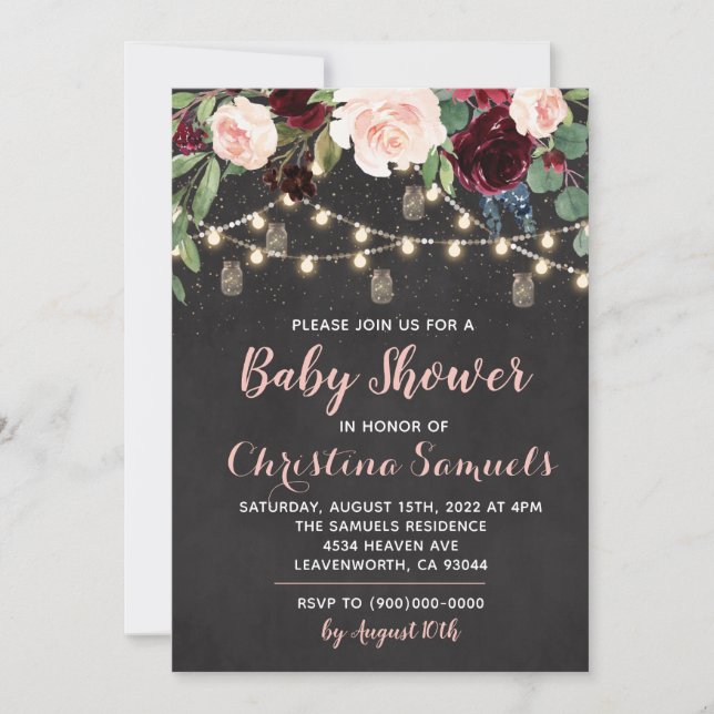 String Light Baby Shower Invitation (Front)