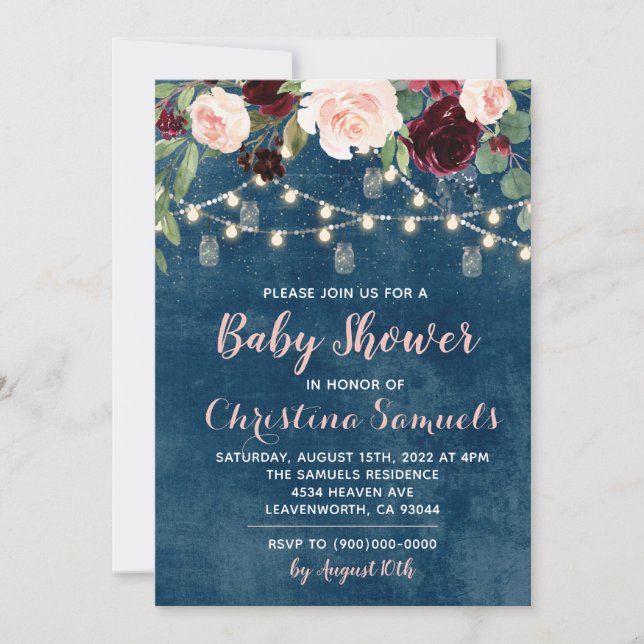 String Light Baby Shower Invitation (Front)
