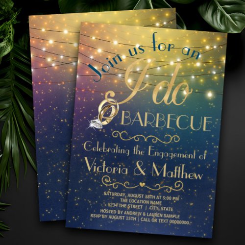String Light Barbecue Engagement Party Invitation