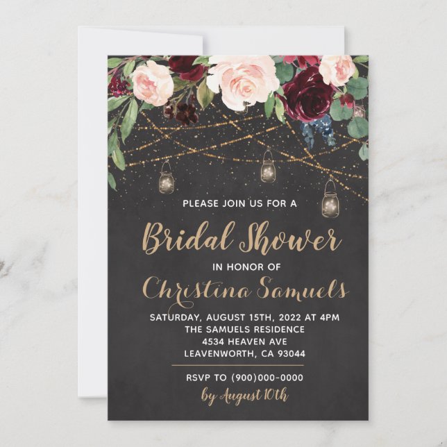 String Light Bridal Shower Invitation (Front)
