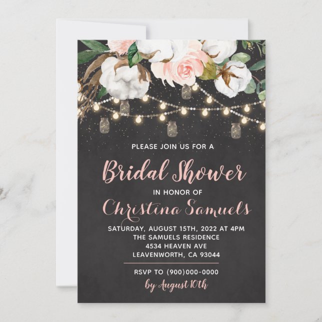 String Light Bridal Shower Invitation (Front)