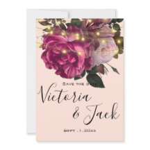 string light Burgundy flower save the dates