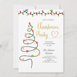 String Light Christmas Party Invite