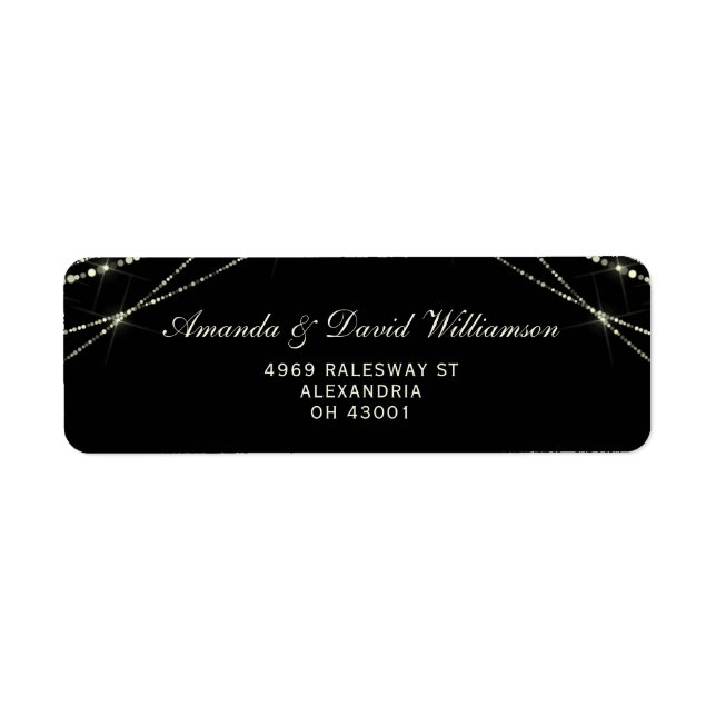 String Light Elegant Black Address Label (Front)