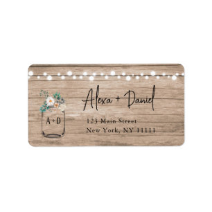 String Light Floral Mason Jar Return Address Label