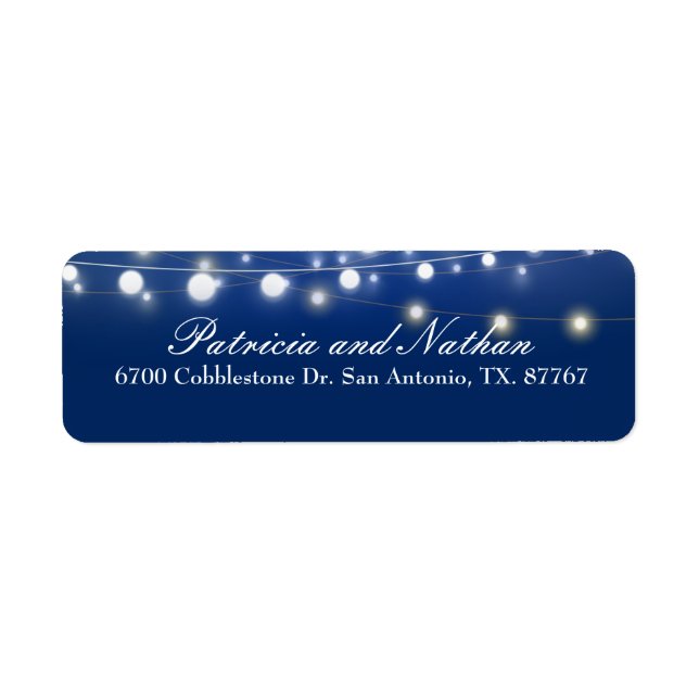 String Light Navy Blue Return Address Labels (Front)