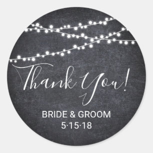 String light on chalkboard favor label