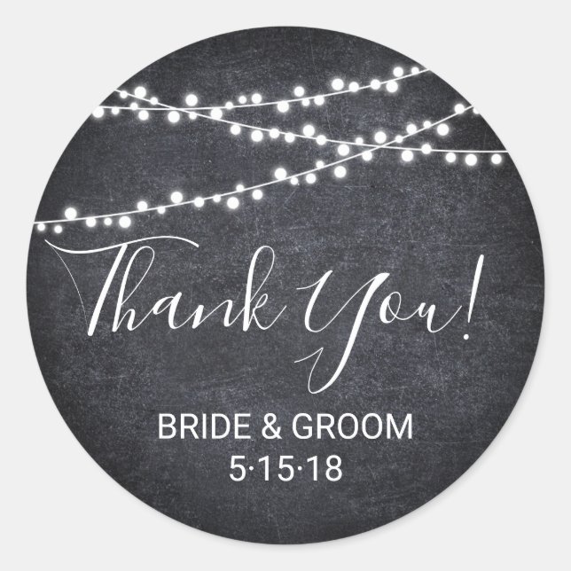 String light on chalkboard favor label (Front)