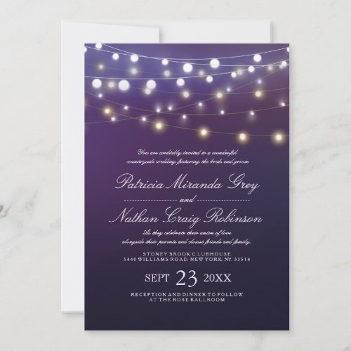 String Light Purple Evening Wedding Invites