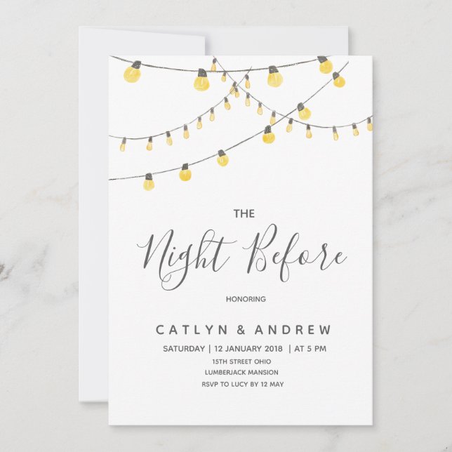 String Light The Night Before Invitation (Front)