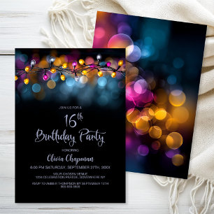 String Lights 16th Birthday Party Invitation