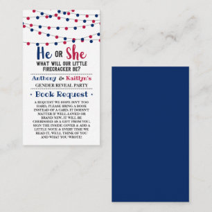 String Lights 4th Of July Gender Reveal Party Enclosure Card