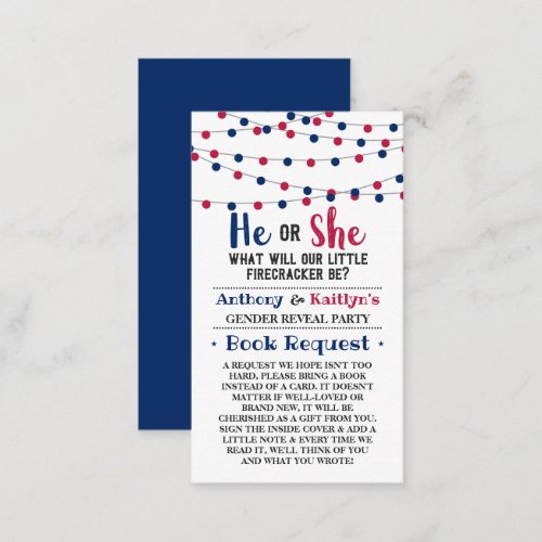 String Lights 4th Of July Gender Reveal Party Enclosure Card