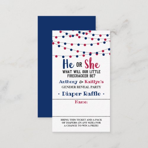 String Lights 4th Of July Gender Reveal Party Enclosure Card