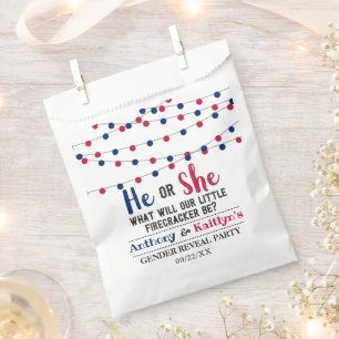 String Lights 4th Of July Gender Reveal Party Favor Bag