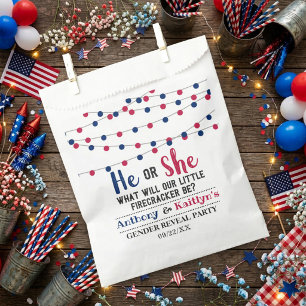 String Lights 4th Of July Gender Reveal Party Favor Bag