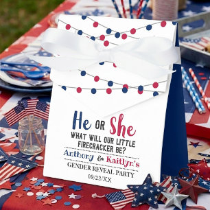 String Lights 4th Of July Gender Reveal Party Favor Boxes