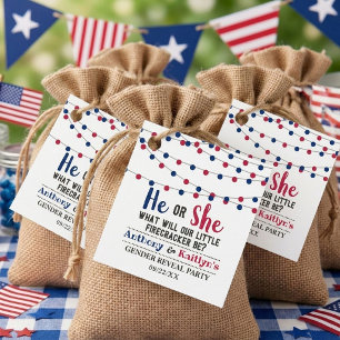 String Lights 4th Of July Gender Reveal Party Favor Tags