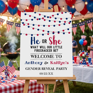 String Lights 4th Of July Gender Reveal Party Foam Board