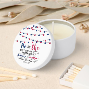 String Lights 4th Of July Gender Reveal Party Mini Candle Favors