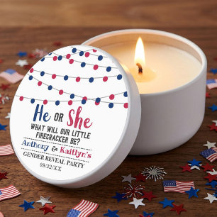 String Lights 4th Of July Gender Reveal Party Mini Candle Favors
